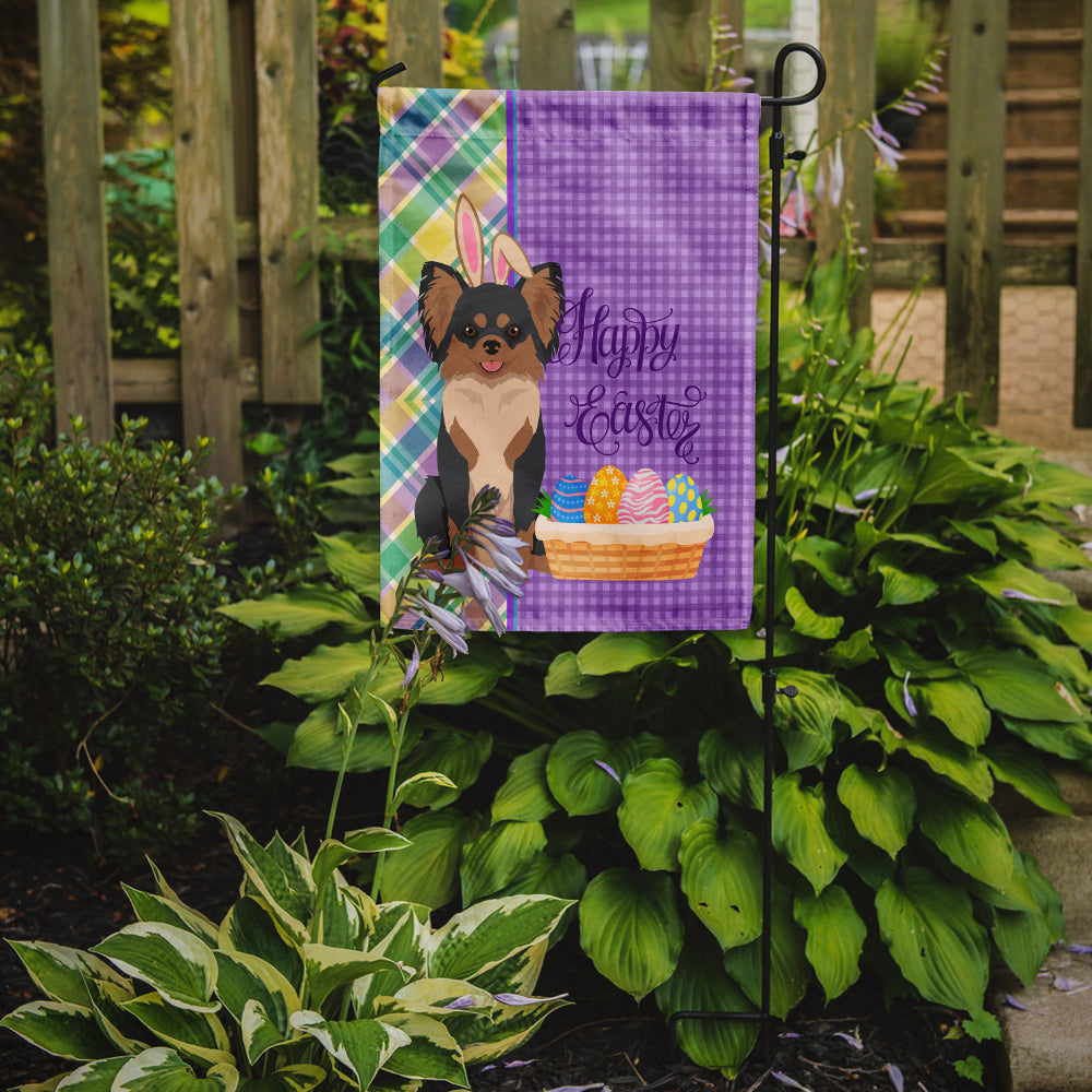 Longhaired Black and Tan Chihuahua Easter Garden Flag Mailbox Decorative Yard Banner Outside Patio Artwork for Flower Beds, Garden Size, Multicolor