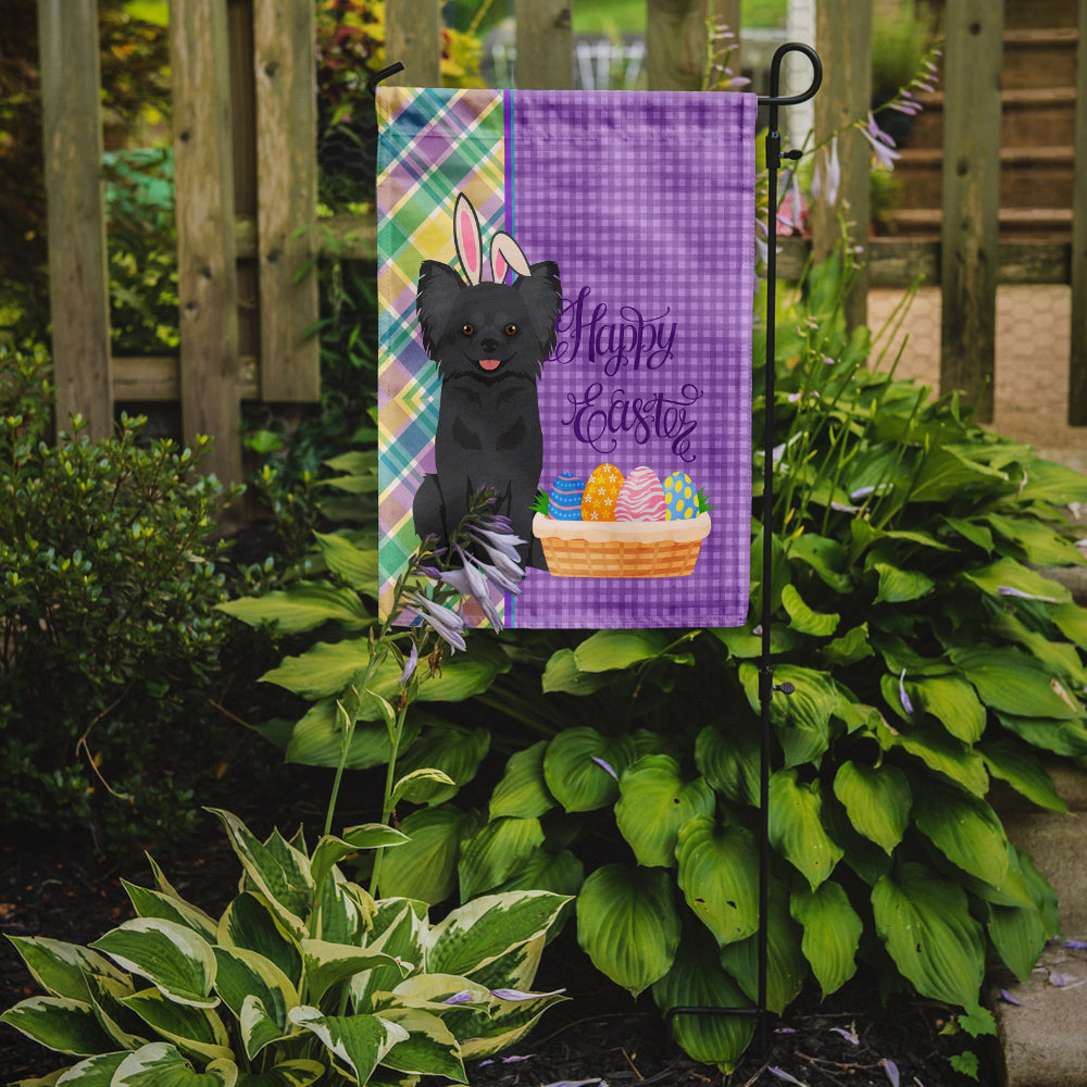 Longhaired Black Chihuahua Easter Garden Flag Mailbox Decorative Yard Banner Outside Patio Artwork for Flower Beds, Garden Size, Multicolor