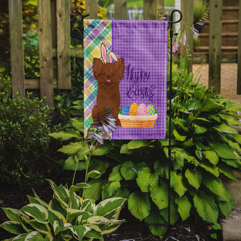 Longhaired Chocolate Chihuahua Easter Garden Flag Mailbox Decorative Yard Banner Outside Patio Artwork for Flower Beds, Garden Size, Multicolor