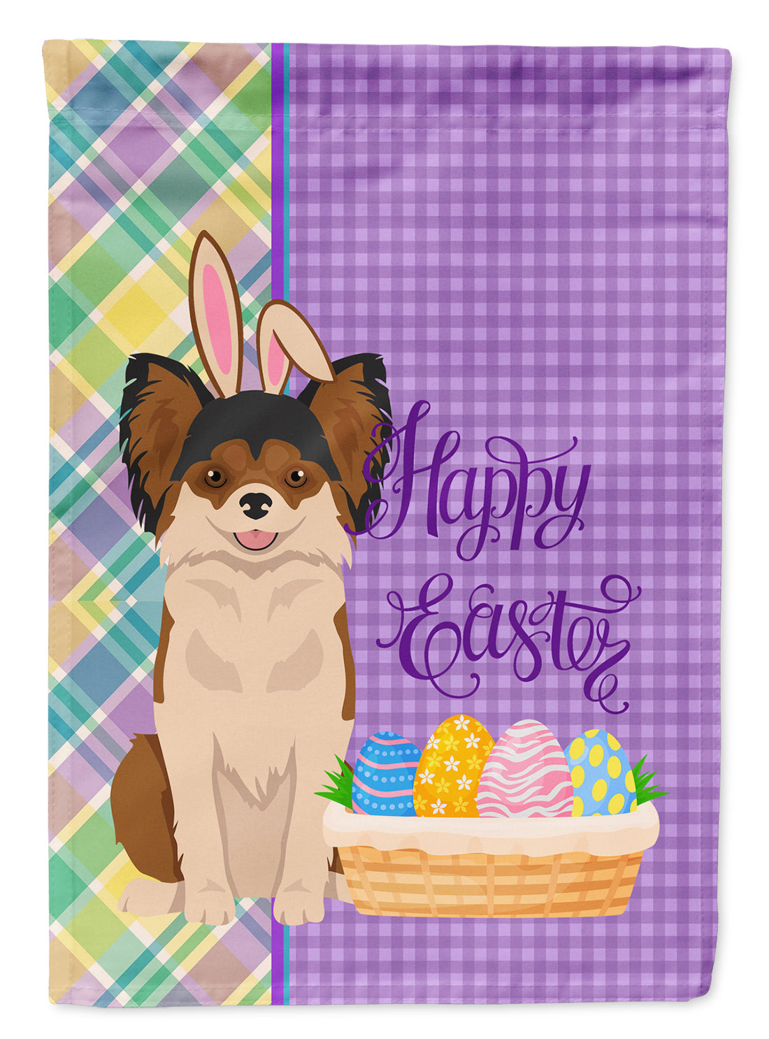 Longhaired Black and Red Chihuahua Easter Garden Flag Mailbox Decorative Yard Banner Outside Patio Artwork for Flower Beds, Garden Size, Multicolor