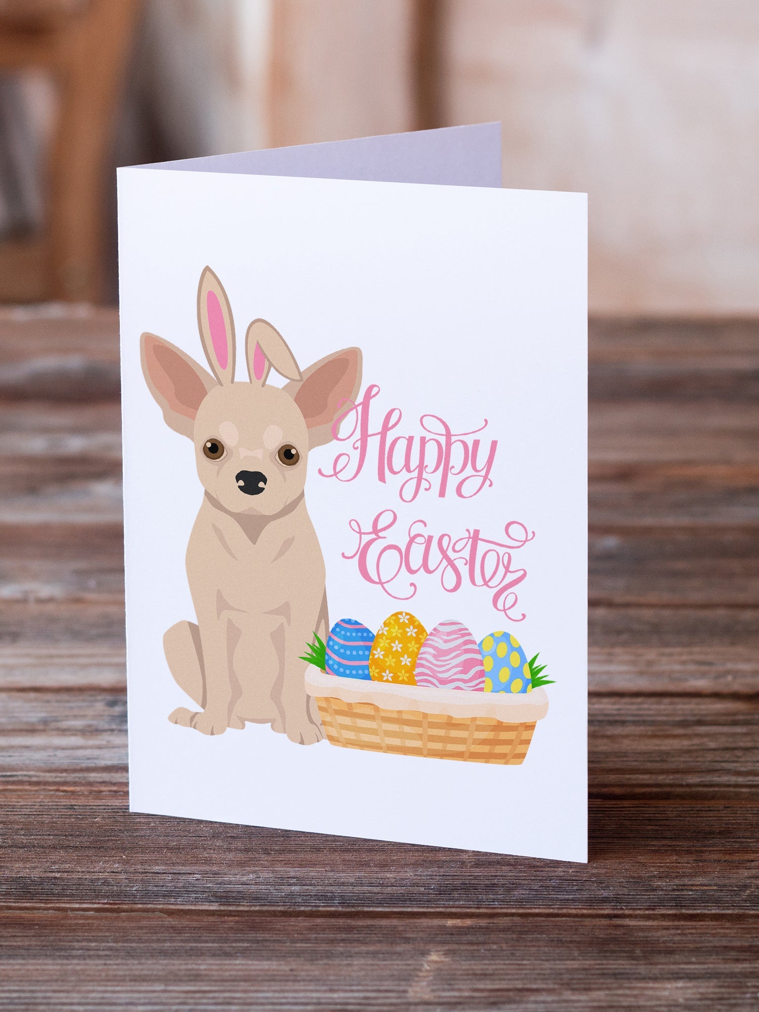 Fawn Chihuahua Easter Greeting Cards Pack of 8 Blank Cards with Envelopes Whimsical A7 Size 5x7