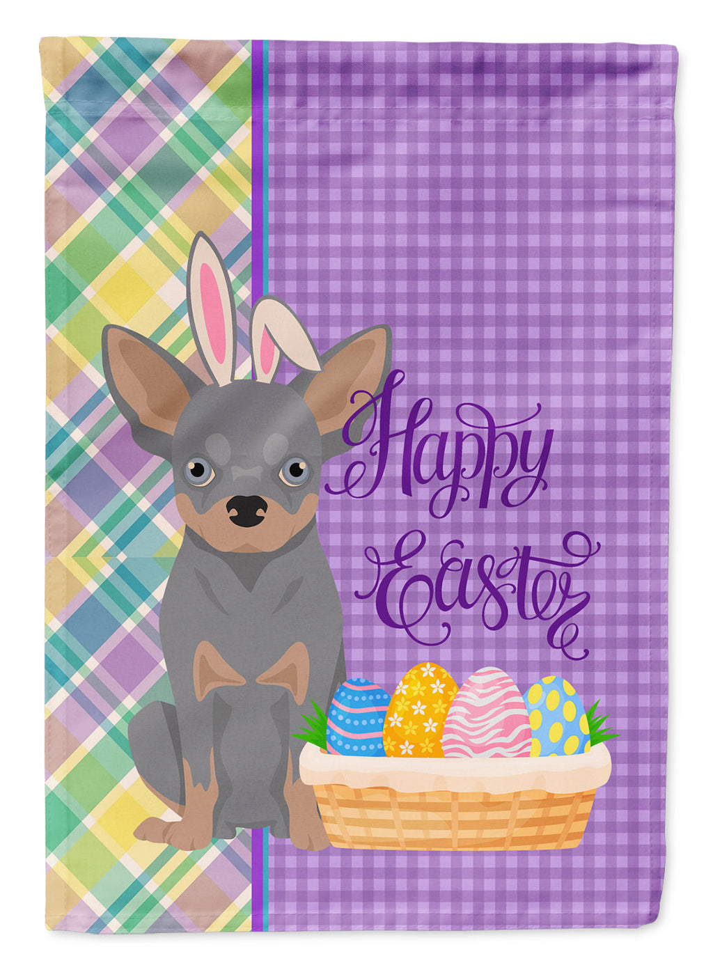 Blue and Tan Chihuahua Easter Garden Flag Mailbox Decorative Yard Banner Outside Patio Artwork for Flower Beds, Garden Size, Multicolor