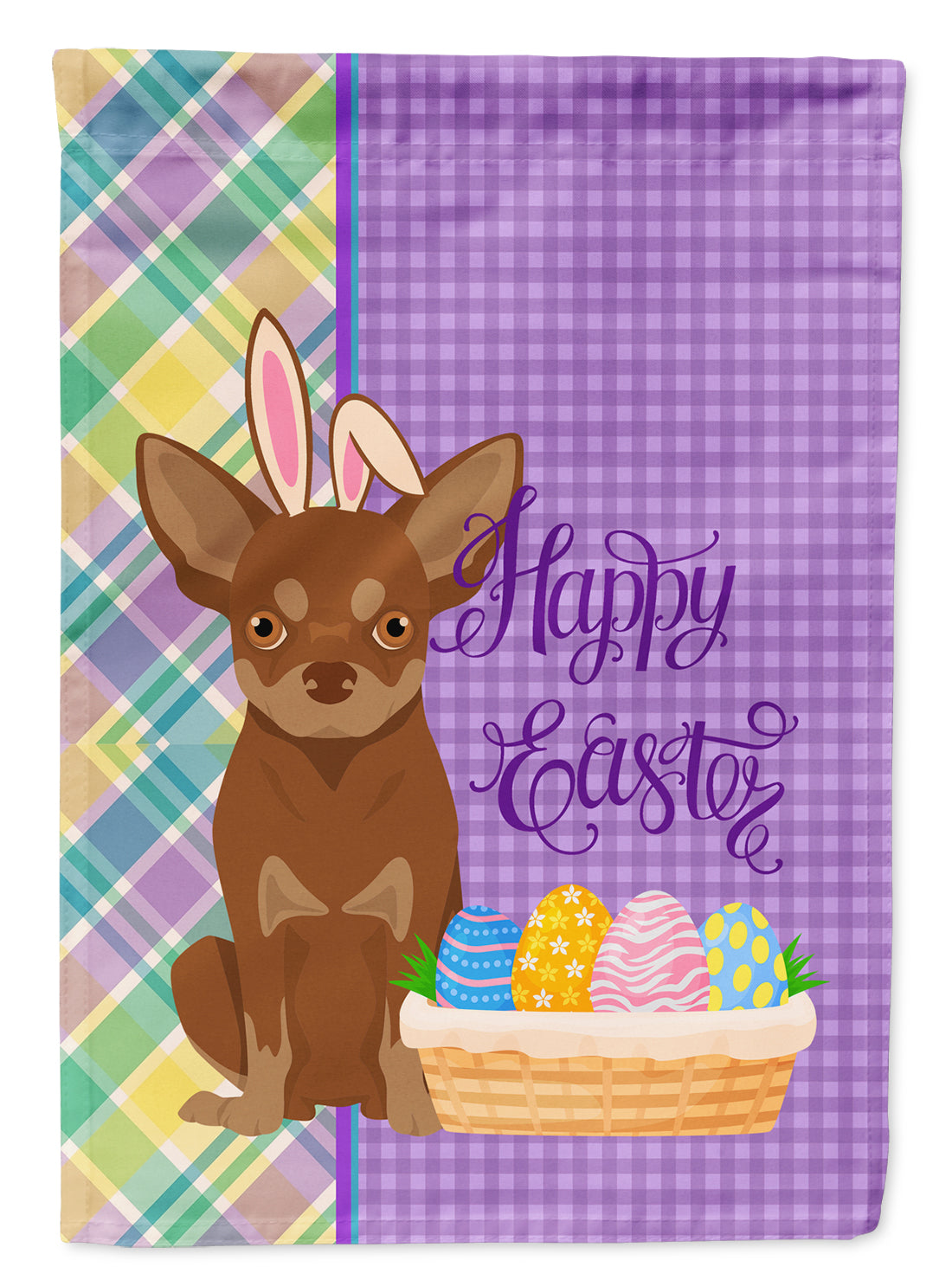 Chocolate and Tan Chihuahua Easter Garden Flag Mailbox Decorative Yard Banner Outside Patio Artwork for Flower Beds, Garden Size, Multicolor