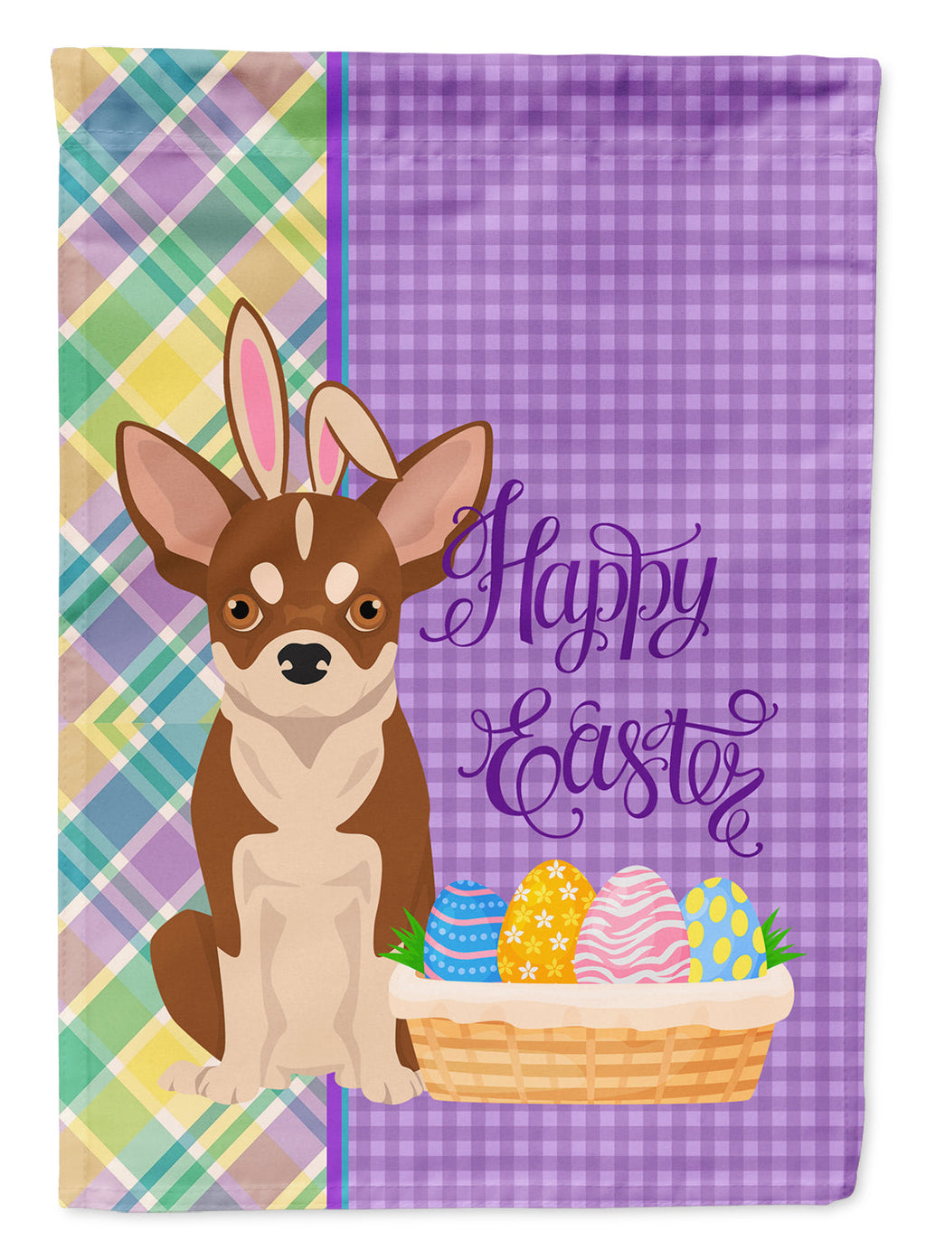 Red and White Chihuahua Easter Garden Flag Mailbox Decorative Yard Banner Outside Patio Artwork for Flower Beds, Garden Size, Multicolor