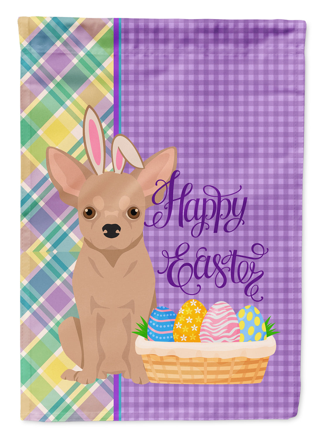 Cream Chihuahua Easter Garden Flag Mailbox Decorative Yard Banner Outside Patio Artwork for Flower Beds, Garden Size, Multicolor