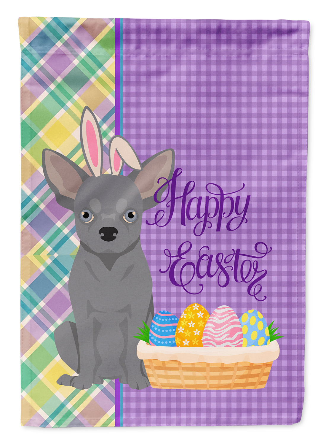 Blue Chihuahua Easter Garden Flag Mailbox Decorative Yard Banner Outside Patio Artwork for Flower Beds, Garden Size, Multicolor