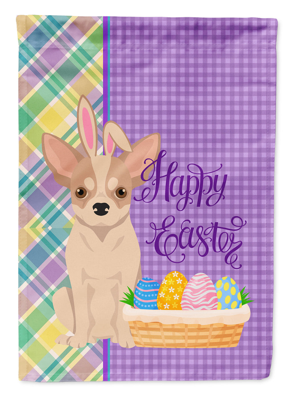 Fawn and White Chihuahua Easter Garden Flag Mailbox Decorative Yard Banner Outside Patio Artwork for Flower Beds, Garden Size, Multicolor