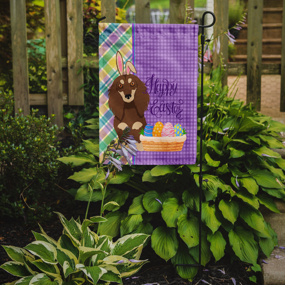 Longhair Chocolate and Cream Dachshund Easter Garden Flag Mailbox Decorative Yard Banner Outside Patio Artwork for Flower Beds, Garden Size, Multicolor