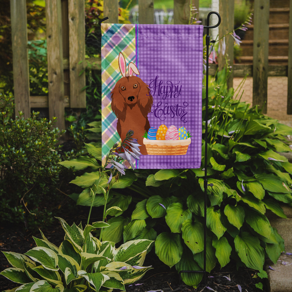 Longhair Red Dachshund Easter Garden Flag Mailbox Decorative Yard Banner Outside Patio Artwork for Flower Beds, Garden Size, Multicolor