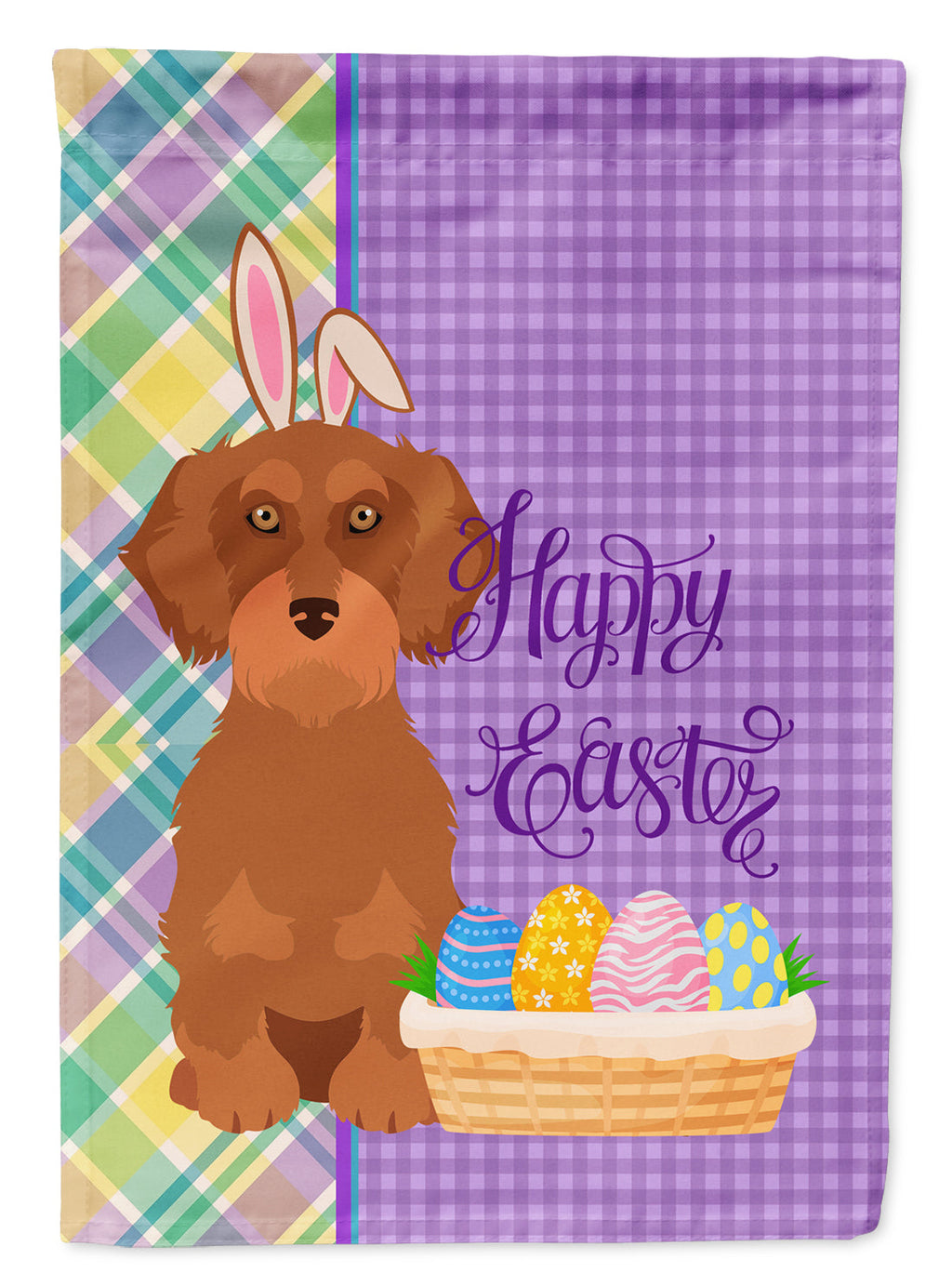 Wirehair Red Dachshund Easter Garden Flag Mailbox Decorative Yard Banner Outside Patio Artwork for Flower Beds, Garden Size, Multicolor