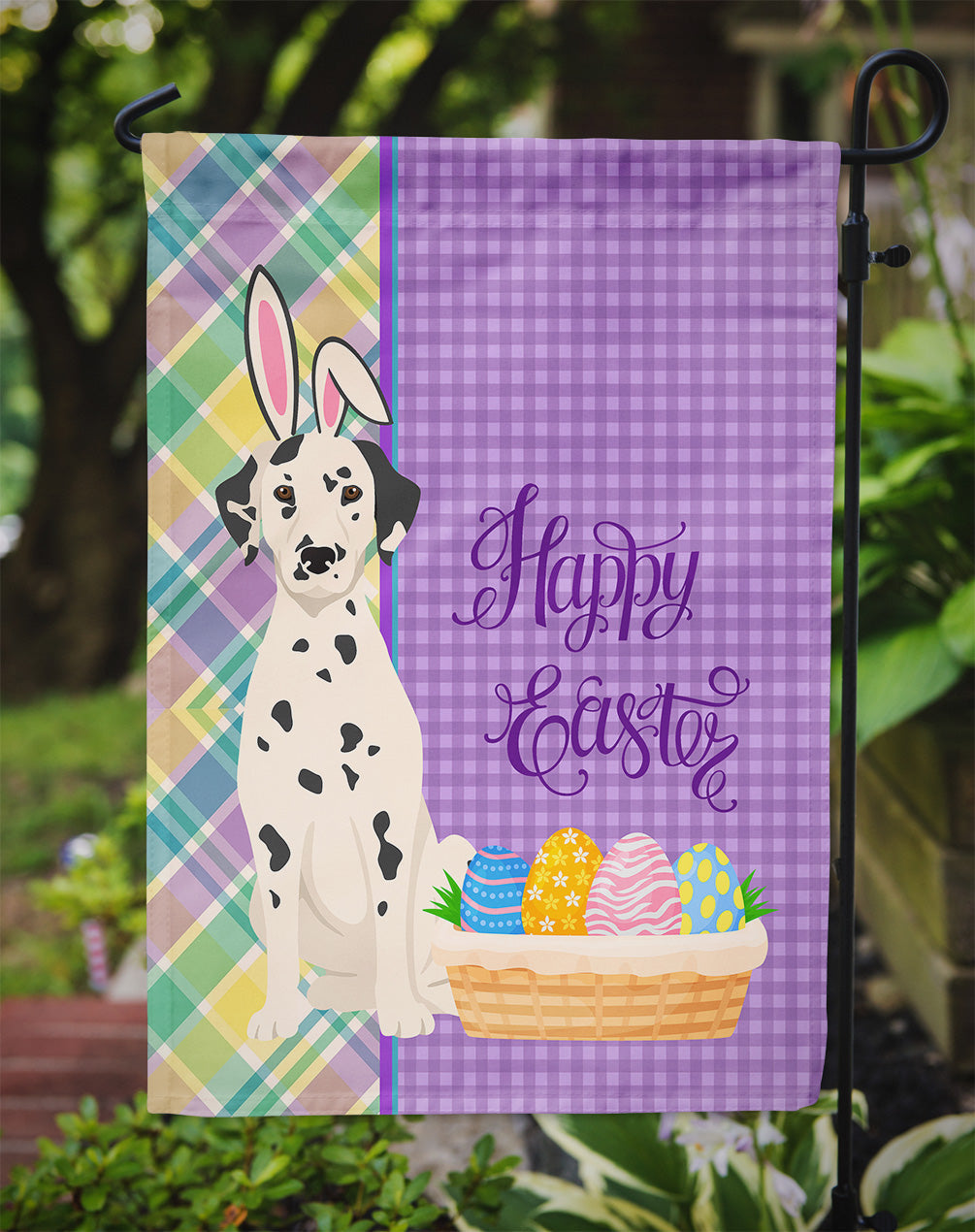 Dalmatian Easter Garden Flag Mailbox Decorative Yard Banner Outside Patio Artwork for Flower Beds, Garden Size, Multicolor
