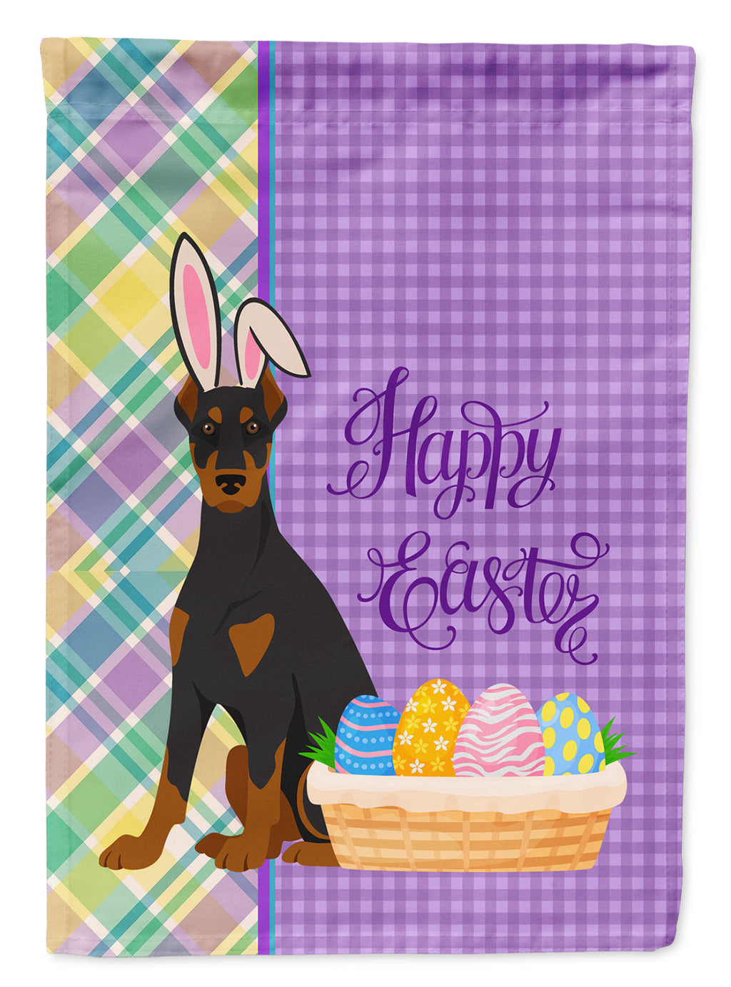 Black and Tan Doberman Pinscher Easter Garden Flag Mailbox Decorative Yard Banner Outside Patio Artwork for Flower Beds, Garden Size, Multicolor