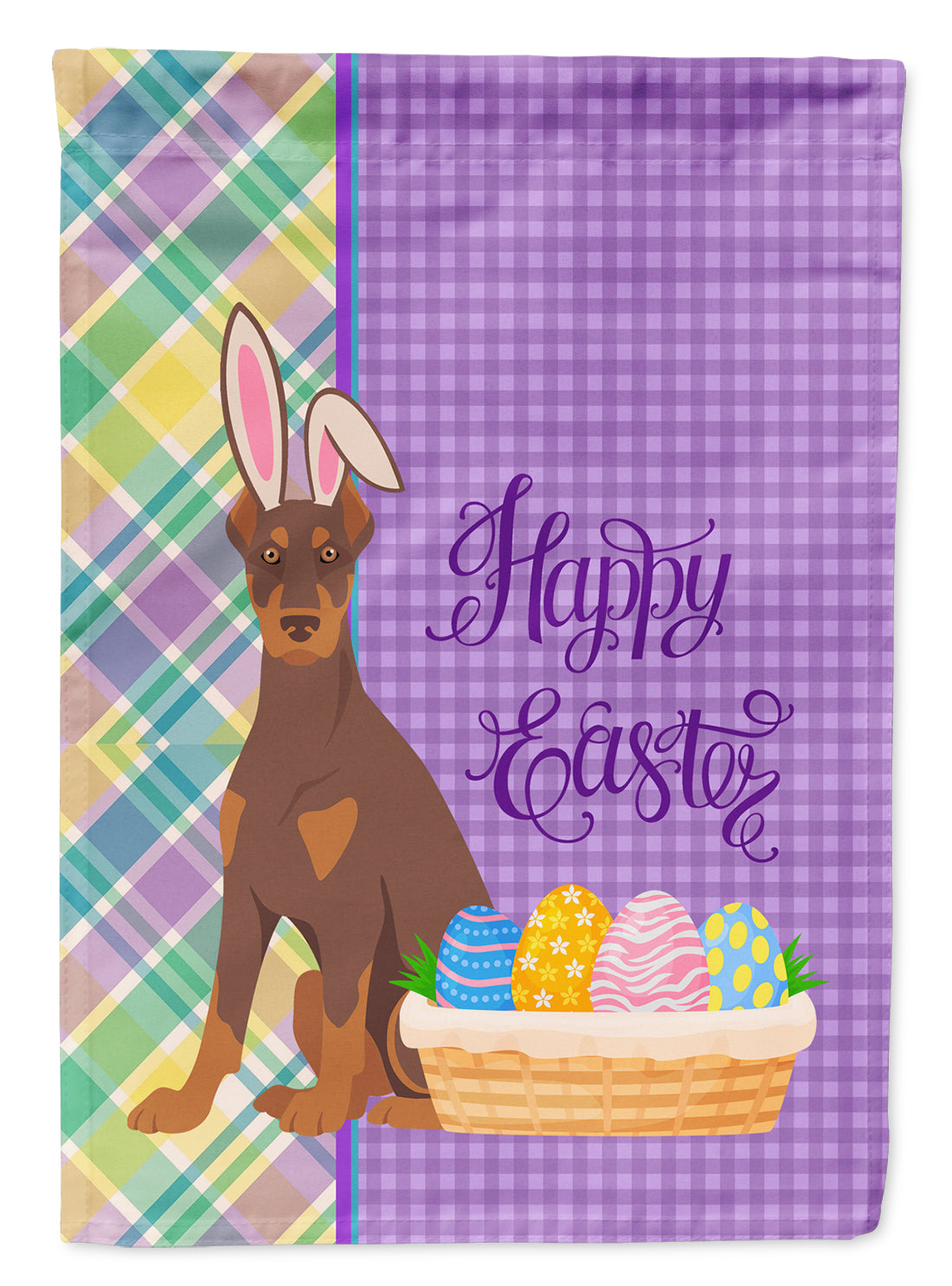 Red and Tan Doberman Pinscher Easter Garden Flag Mailbox Decorative Yard Banner Outside Patio Artwork for Flower Beds, Garden Size, Multicolor
