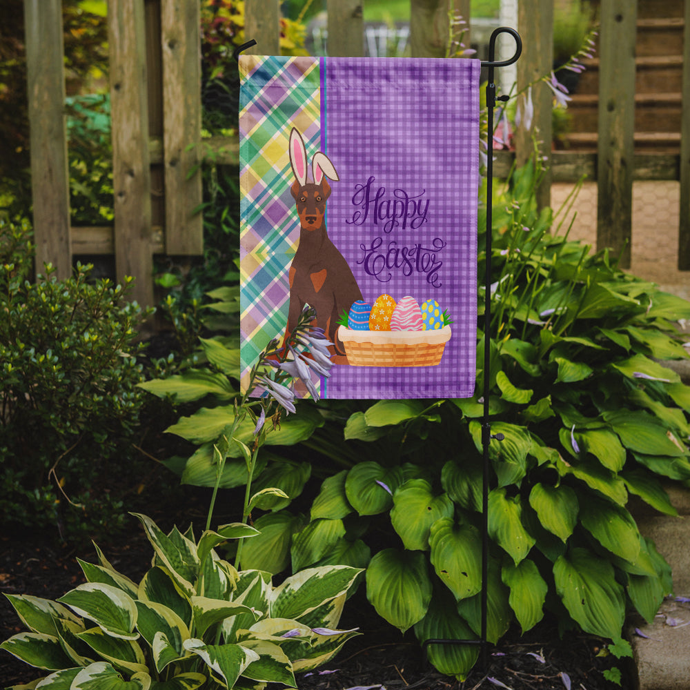 Red and Tan Doberman Pinscher Easter Garden Flag Mailbox Decorative Yard Banner Outside Patio Artwork for Flower Beds, Garden Size, Multicolor