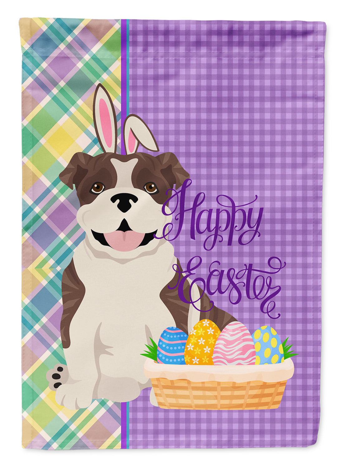 Brindle English Bulldog Easter Garden Flag Mailbox Decorative Yard Banner Outside Patio Artwork for Flower Beds, Garden Size, Multicolor