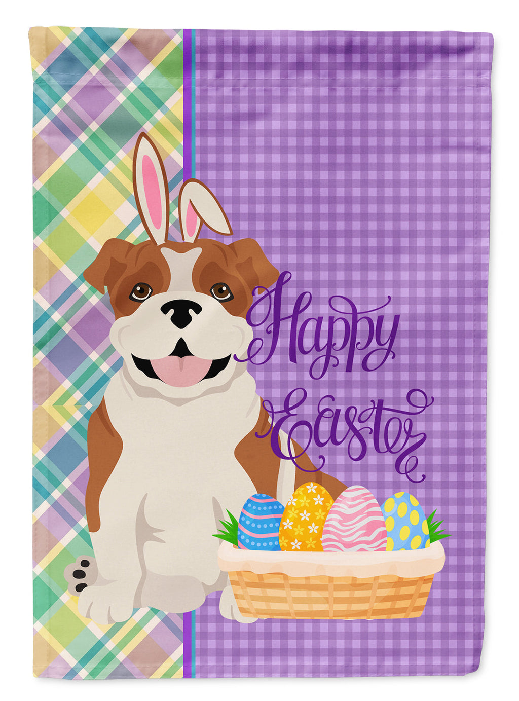 Red English Bulldog Easter Garden Flag Mailbox Decorative Yard Banner Outside Patio Artwork for Flower Beds, Garden Size, Multicolor