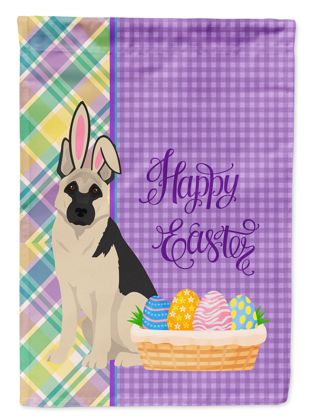 Black and Silver German Shepherd Easter Garden Flag Mailbox Decorative Yard Banner Outside Patio Artwork for Flower Beds, Garden Size, Multicolor