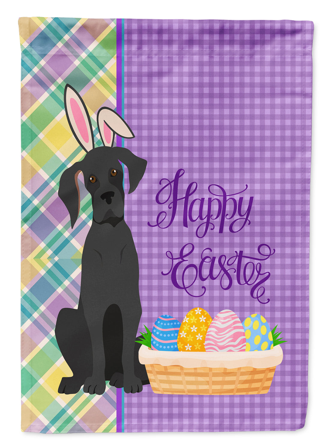 Black Great Dane Easter Garden Flag Mailbox Decorative Yard Banner Outside Patio Artwork for Flower Beds, Garden Size, Multicolor