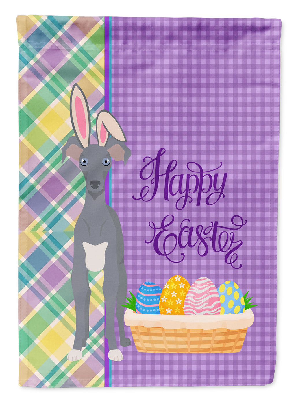 Gray Italian Greyhound Easter Garden Flag Mailbox Decorative Yard Banner Outside Patio Artwork for Flower Beds, Garden Size, Multicolor