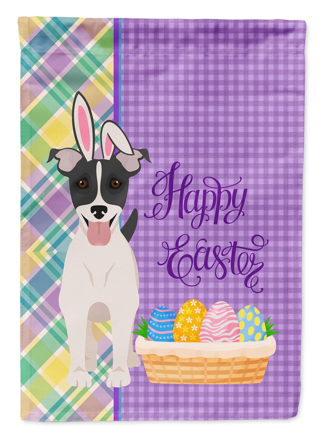 Black White Smooth Jack Russell Terrier Easter Garden Flag Mailbox Decorative Yard Banner Outside Patio Artwork for Flower Beds, Garden Size, Multicolor