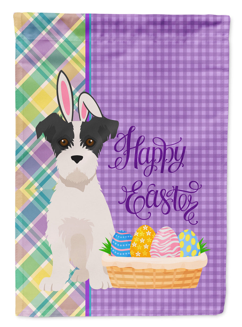 Black White Wirehair Jack Russell Terrier Easter Garden Flag Mailbox Decorative Yard Banner Outside Patio Artwork for Flower Beds, Garden Size, Multicolor
