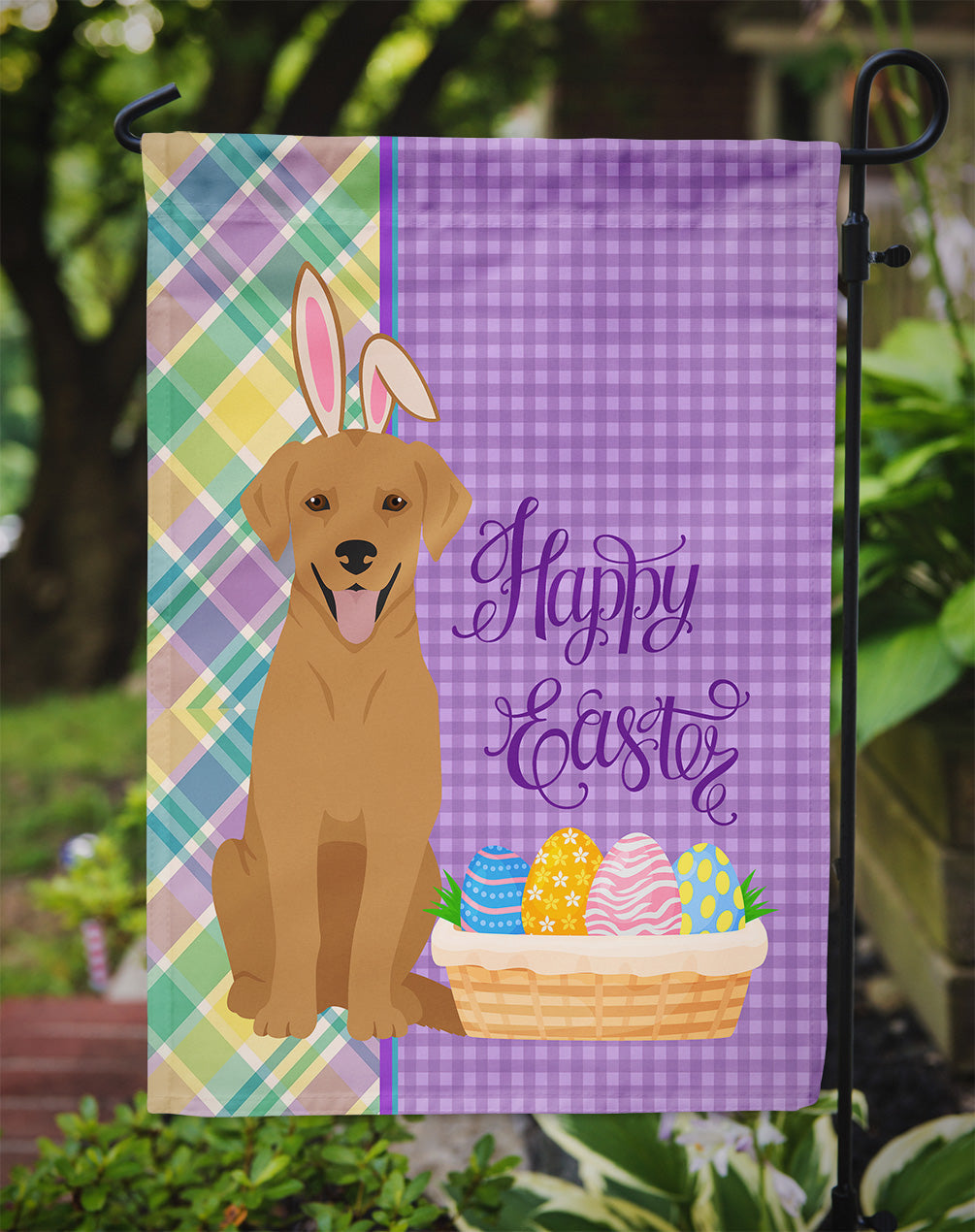 Red Fox Labrador Retriever Easter Garden Flag Mailbox Decorative Yard Banner Outside Patio Artwork for Flower Beds, Garden Size, Multicolor