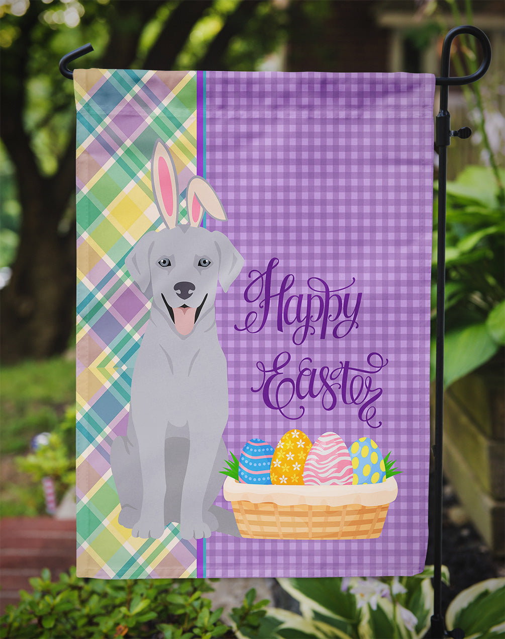 Silver Labrador Retriever Easter Garden Flag Mailbox Decorative Yard Banner Outside Patio Artwork for Flower Beds, Garden Size, Multicolor
