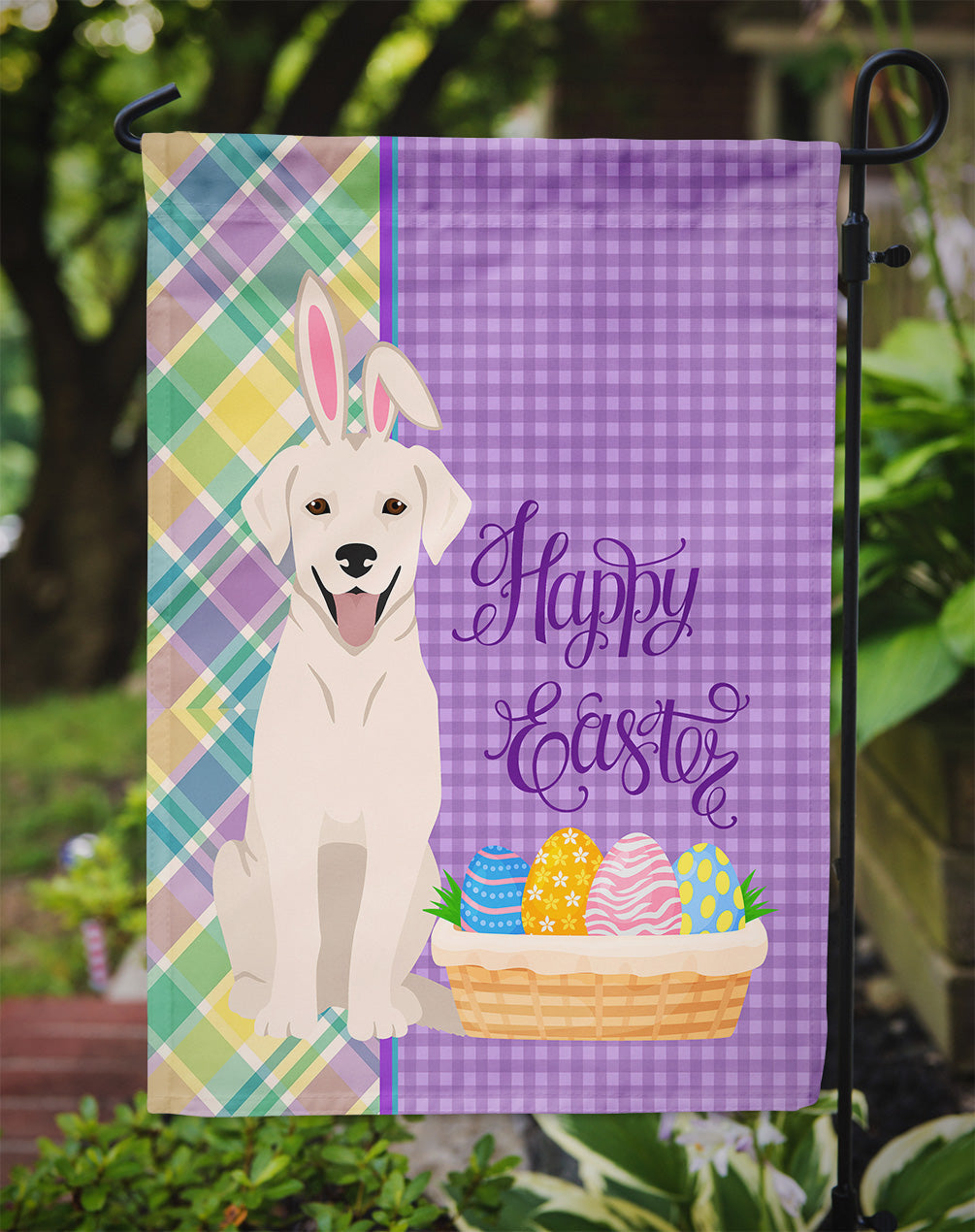 White Cream Labrador Retriever Easter Garden Flag Mailbox Decorative Yard Banner Outside Patio Artwork for Flower Beds, Garden Size, Multicolor