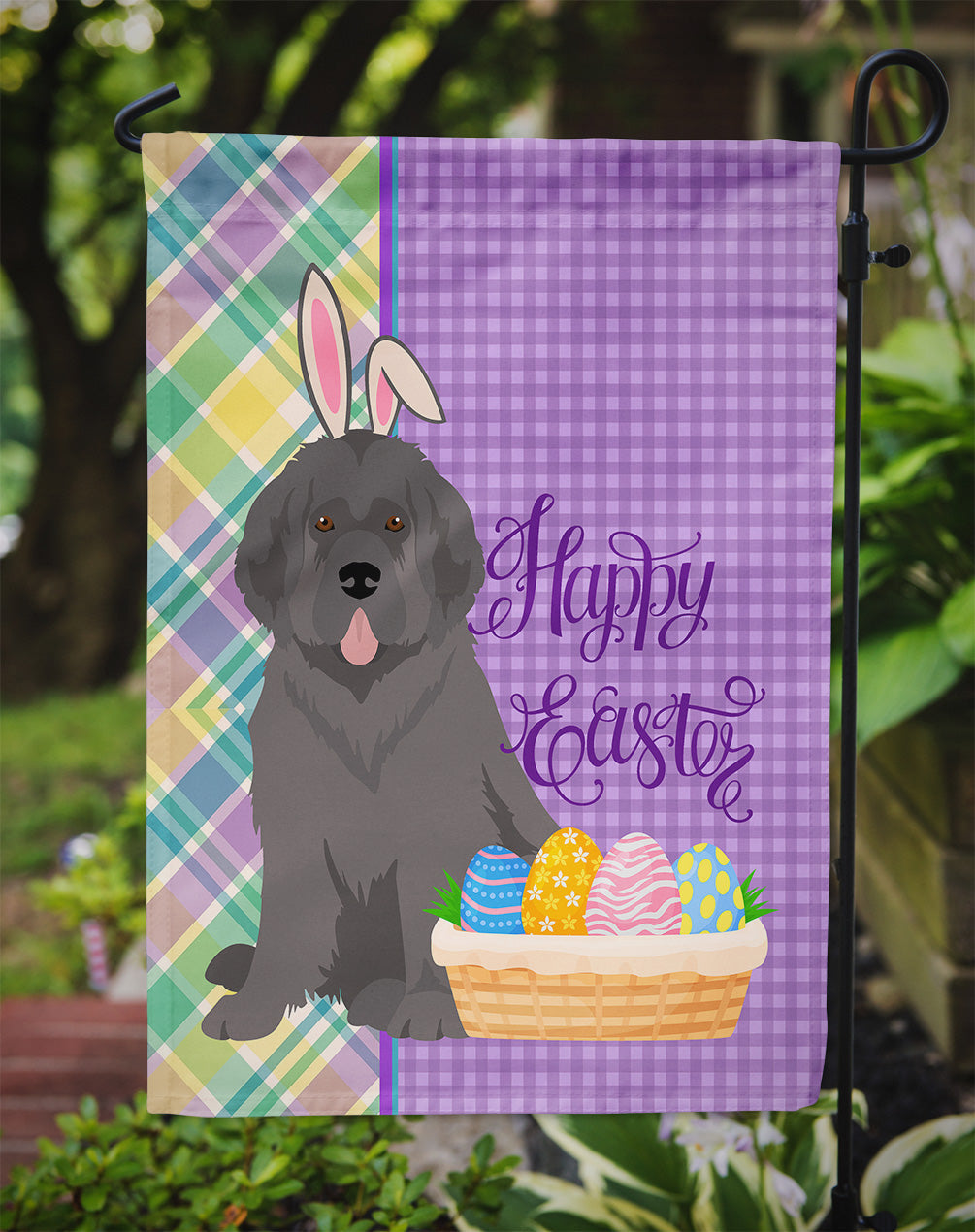 Grey Newfoundland Easter Garden Flag Mailbox Decorative Yard Banner Outside Patio Artwork for Flower Beds, Garden Size, Multicolor
