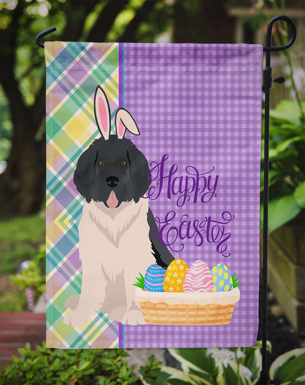Landseer Newfoundland Easter Garden Flag Mailbox Decorative Yard Banner Outside Patio Artwork for Flower Beds, Garden Size, Multicolor