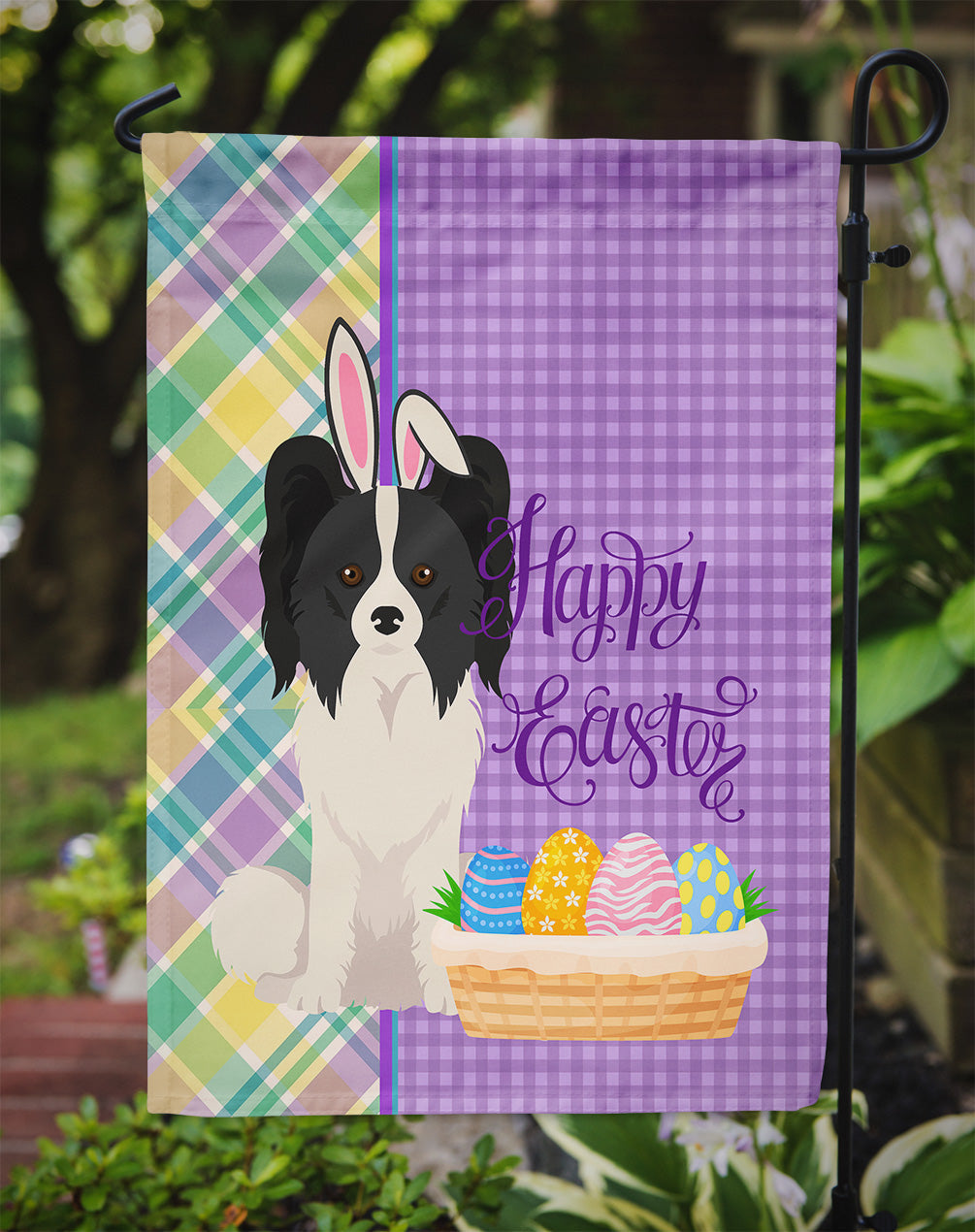 Black and White Papillon Easter Garden Flag Mailbox Decorative Yard Banner Outside Patio Artwork for Flower Beds, Garden Size, Multicolor