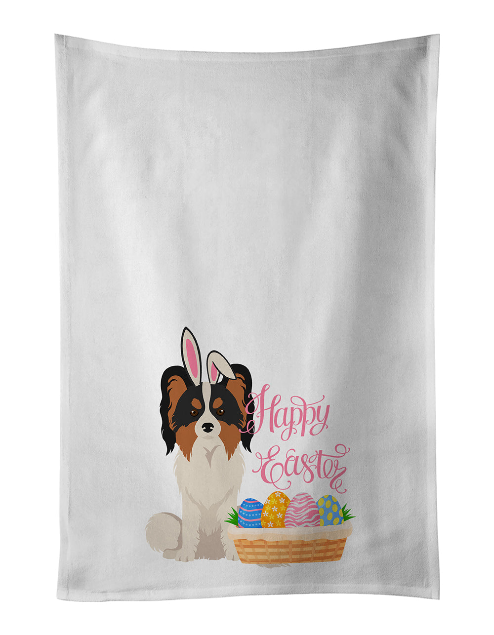 Tricolor Papillon Easter Kitchen Towel Set of 2 White Dish Towels Decorative Bathroom Hand towel for Hand, Face, Hair, Yoga, Tea, Dishcloth, 19 X 28", White