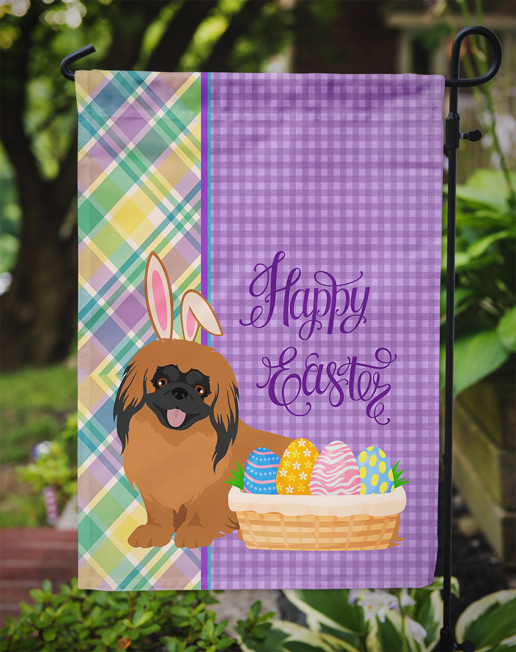 Red Pekingese Easter Garden Flag Mailbox Decorative Yard Banner Outside Patio Artwork for Flower Beds, Garden Size, Multicolor