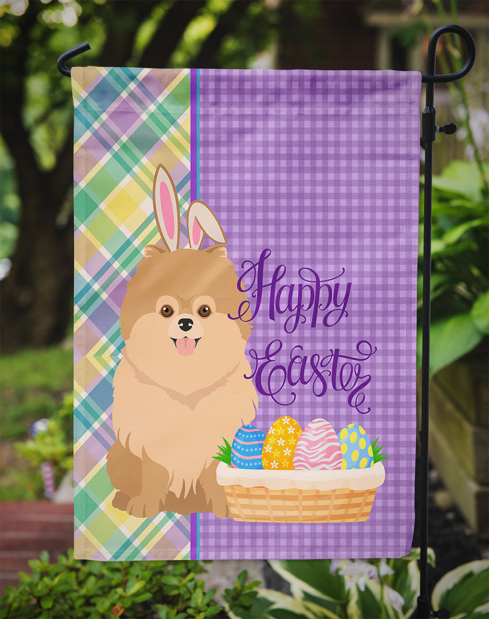 Orange Pomeranian Easter Garden Flag Mailbox Decorative Yard Banner Outside Patio Artwork for Flower Beds, Garden Size, Multicolor
