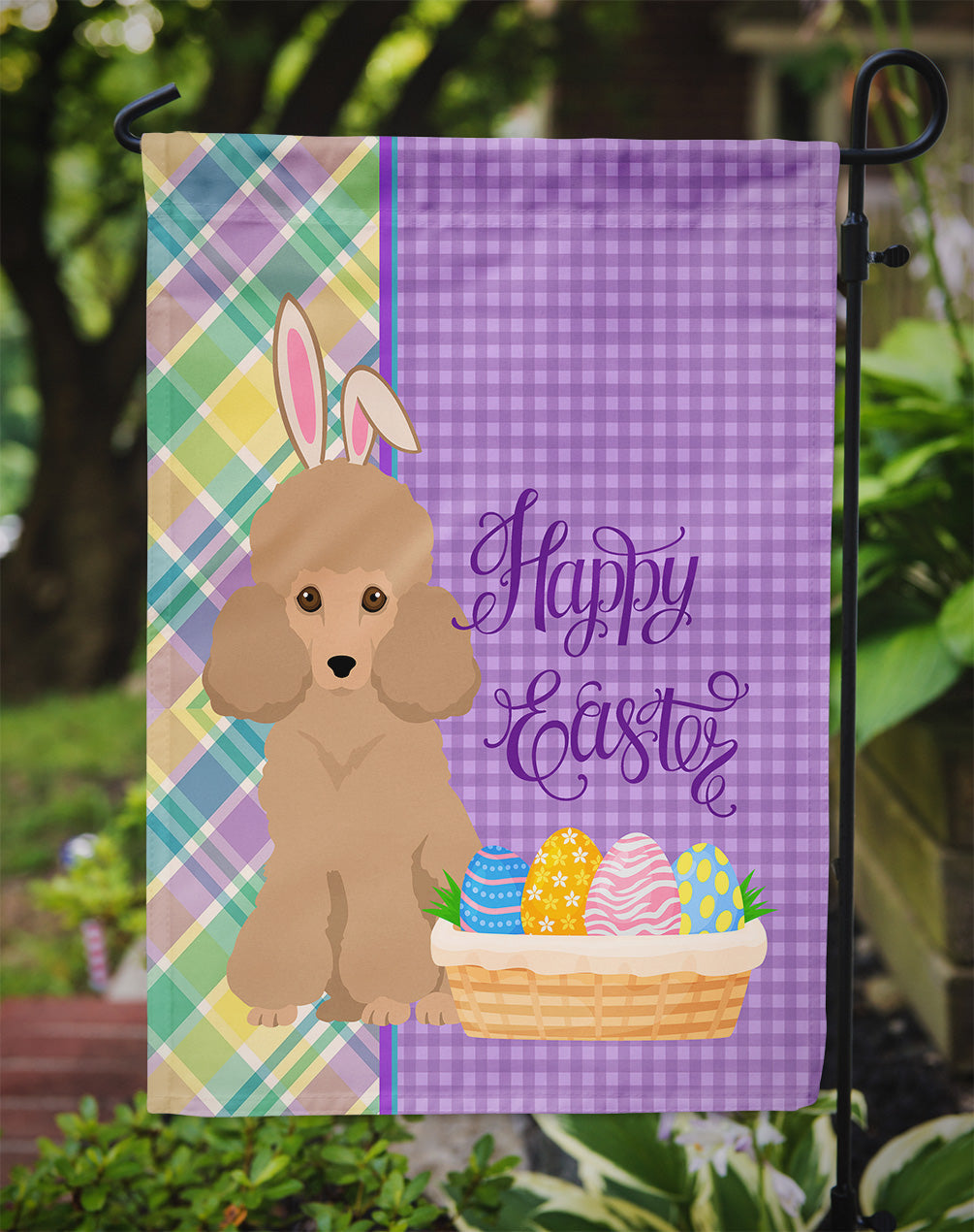 Toy Apricot Poodle Easter Garden Flag Mailbox Decorative Yard Banner Outside Patio Artwork for Flower Beds, Garden Size, Multicolor