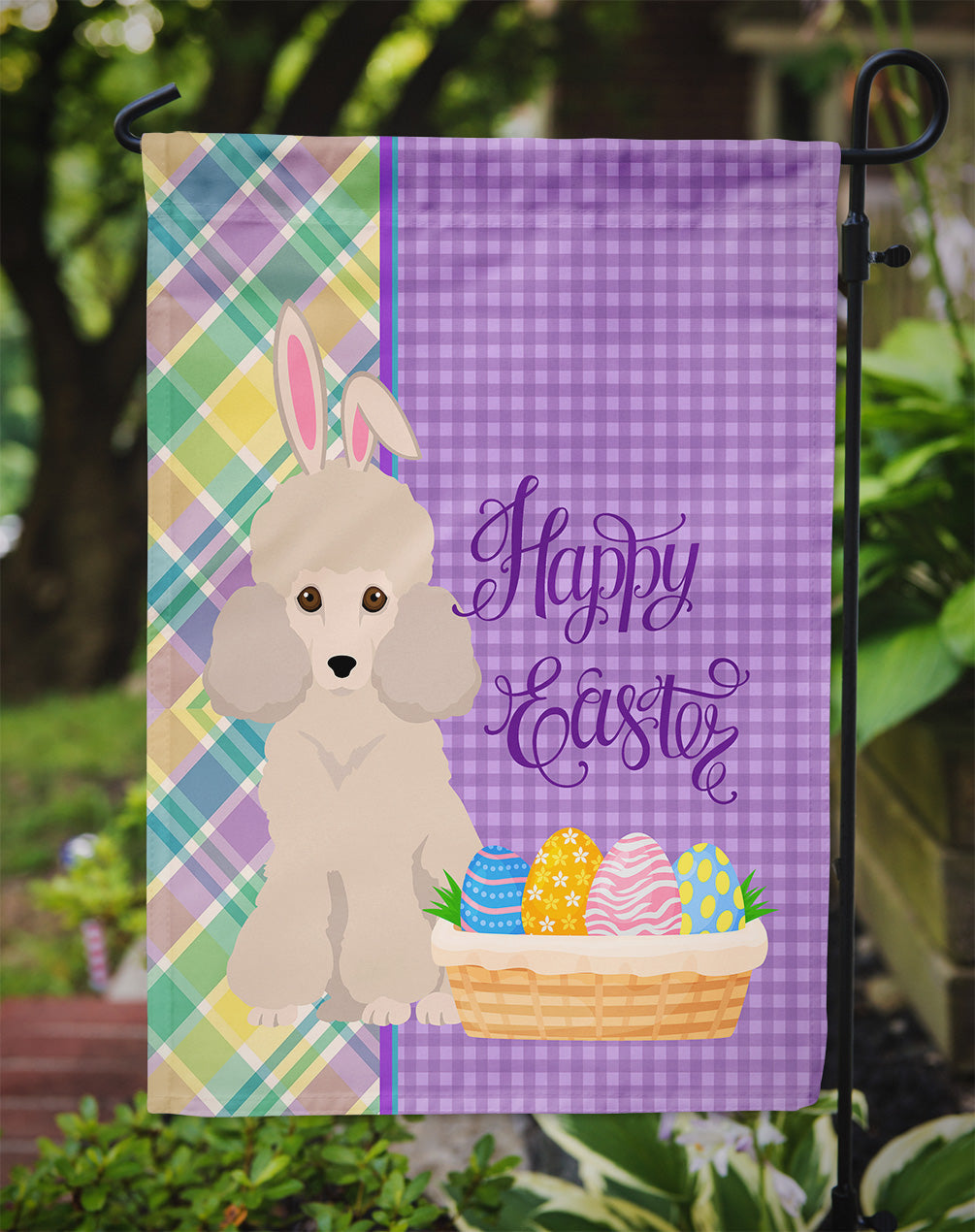 Toy Cream Poodle Easter Garden Flag Mailbox Decorative Yard Banner Outside Patio Artwork for Flower Beds, Garden Size, Multicolor