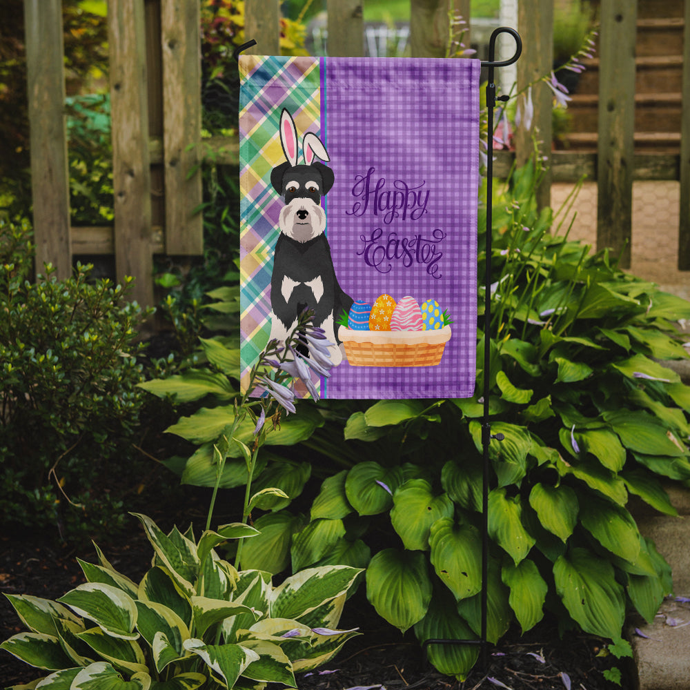 Black and Silver Natural Ears Schnauzer Easter Garden Flag Mailbox Decorative Yard Banner Outside Patio Artwork for Flower Beds, Garden Size, Multicolor