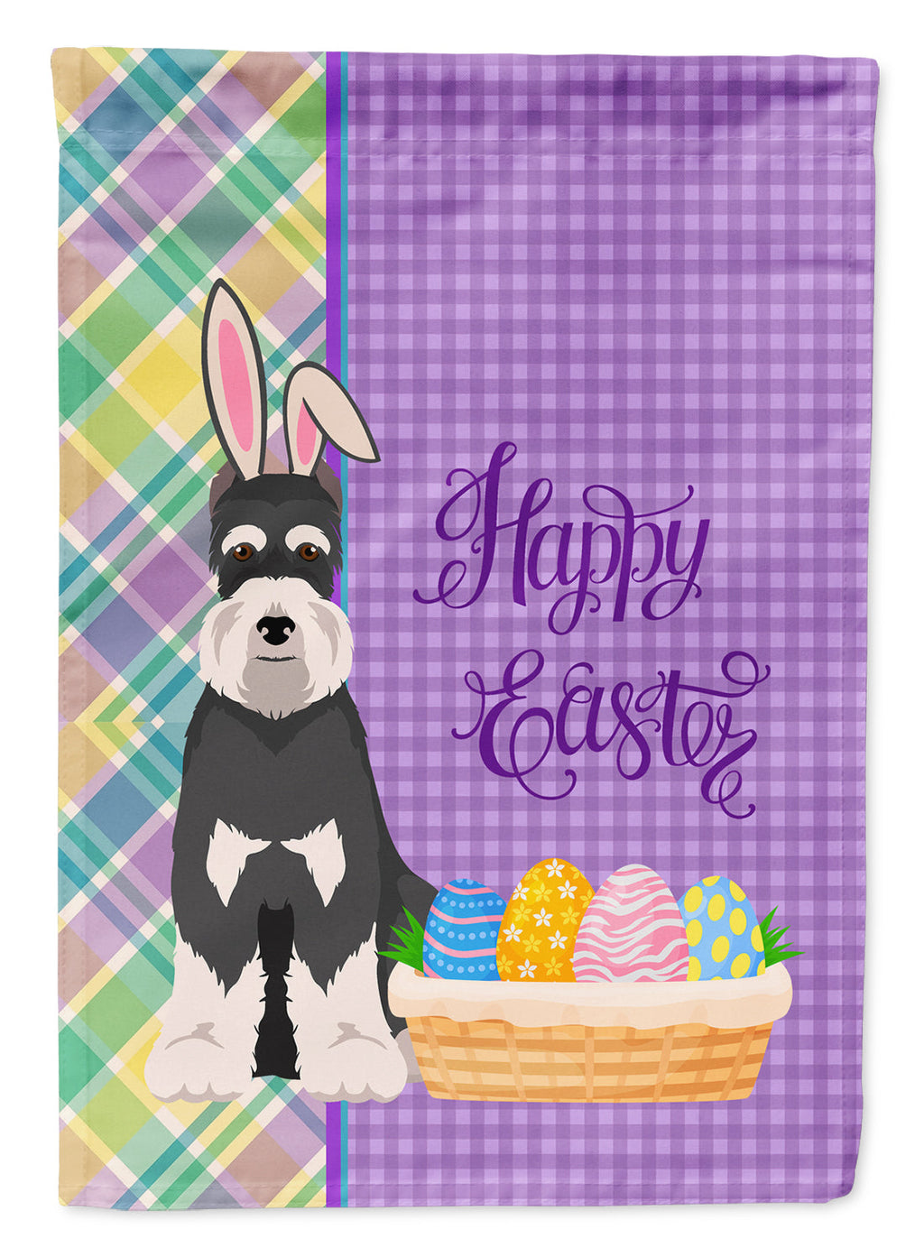 Black and Silver Schnauzer Easter Garden Flag Mailbox Decorative Yard Banner Outside Patio Artwork for Flower Beds, Garden Size, Multicolor