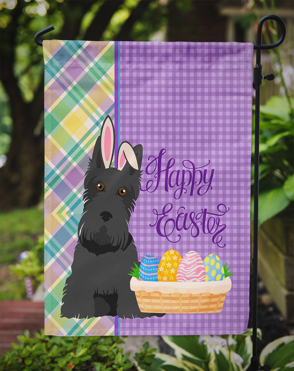 Black Scottish Terrier Easter Garden Flag Mailbox Decorative Yard Banner Outside Patio Artwork for Flower Beds, Garden Size, Multicolor