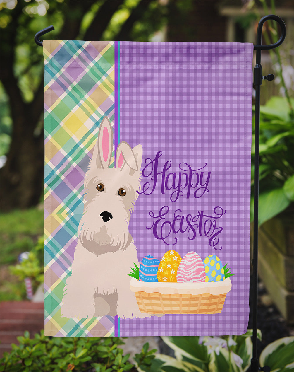 Wheaten Scottish Terrier Easter Garden Flag Mailbox Decorative Yard Banner Outside Patio Artwork for Flower Beds, Garden Size, Multicolor