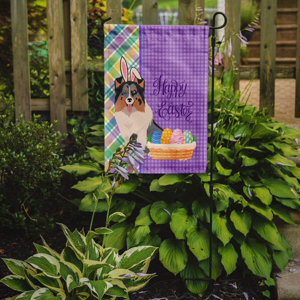 Blue Merle Sheltie Easter Garden Flag Mailbox Decorative Yard Banner Outside Patio Artwork for Flower Beds, Garden Size, Multicolor
