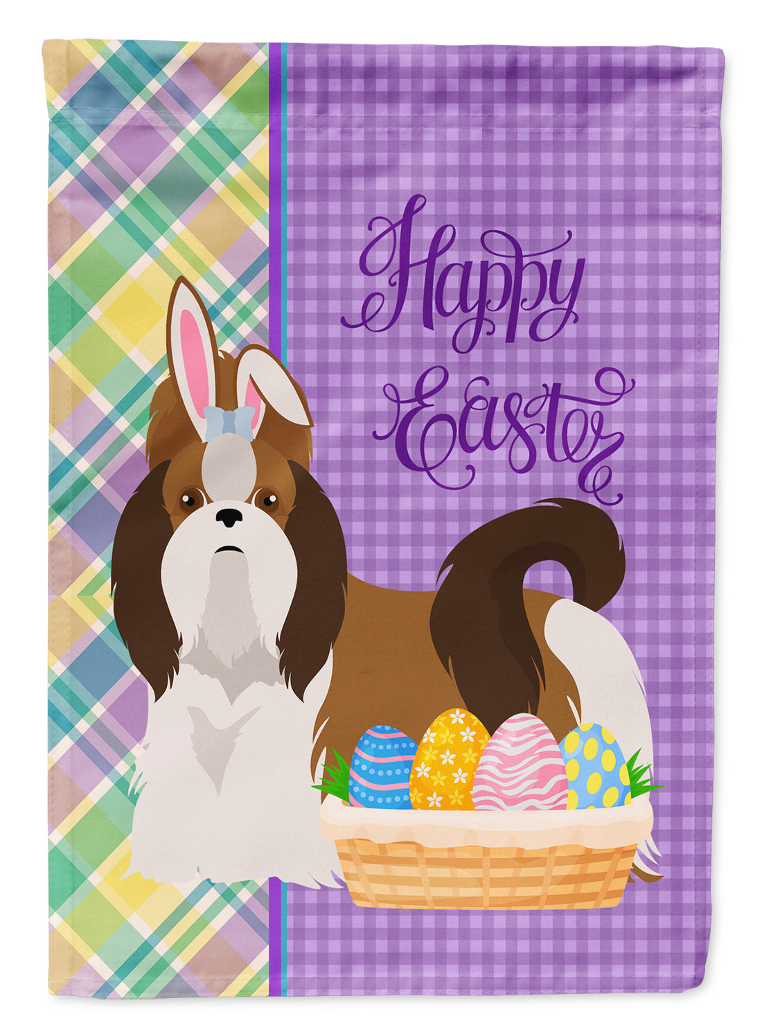 Red and White Shih Tzu Easter Garden Flag Mailbox Decorative Yard Banner Outside Patio Artwork for Flower Beds, Garden Size, Multicolor