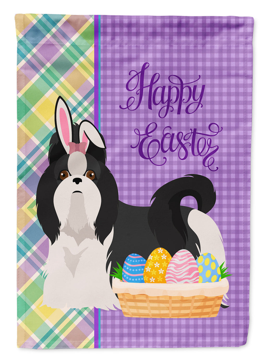 Black and White Shih Tzu Easter Garden Flag Mailbox Decorative Yard Banner Outside Patio Artwork for Flower Beds, Garden Size, Multicolor