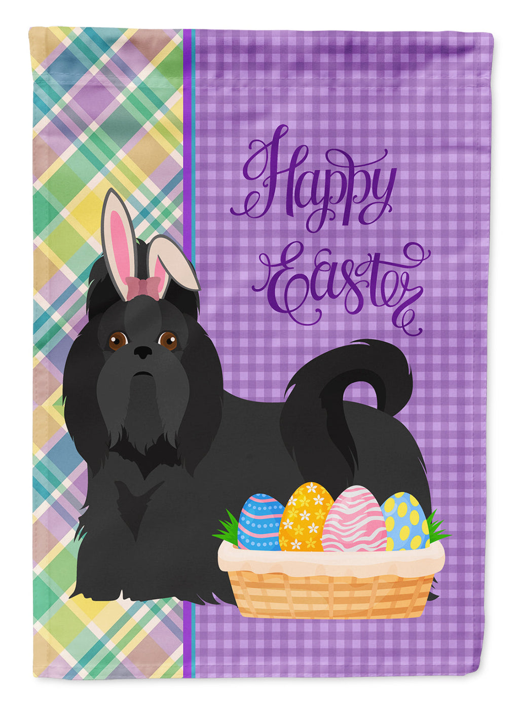 Black Shih Tzu Easter Garden Flag Mailbox Decorative Yard Banner Outside Patio Artwork for Flower Beds, Garden Size, Multicolor