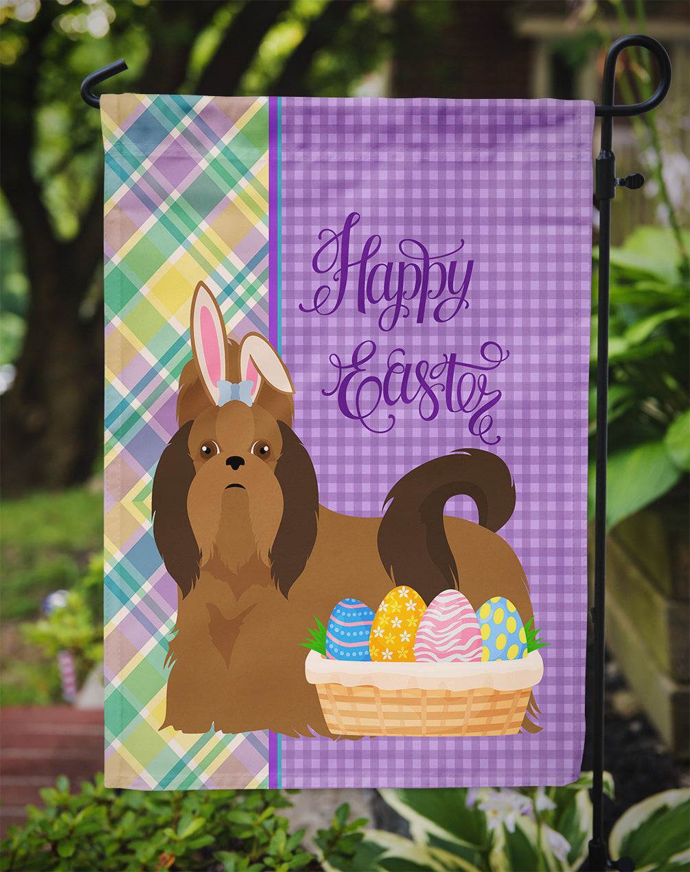 Red Shih Tzu Easter Garden Flag Mailbox Decorative Yard Banner Outside Patio Artwork for Flower Beds, Garden Size, Multicolor