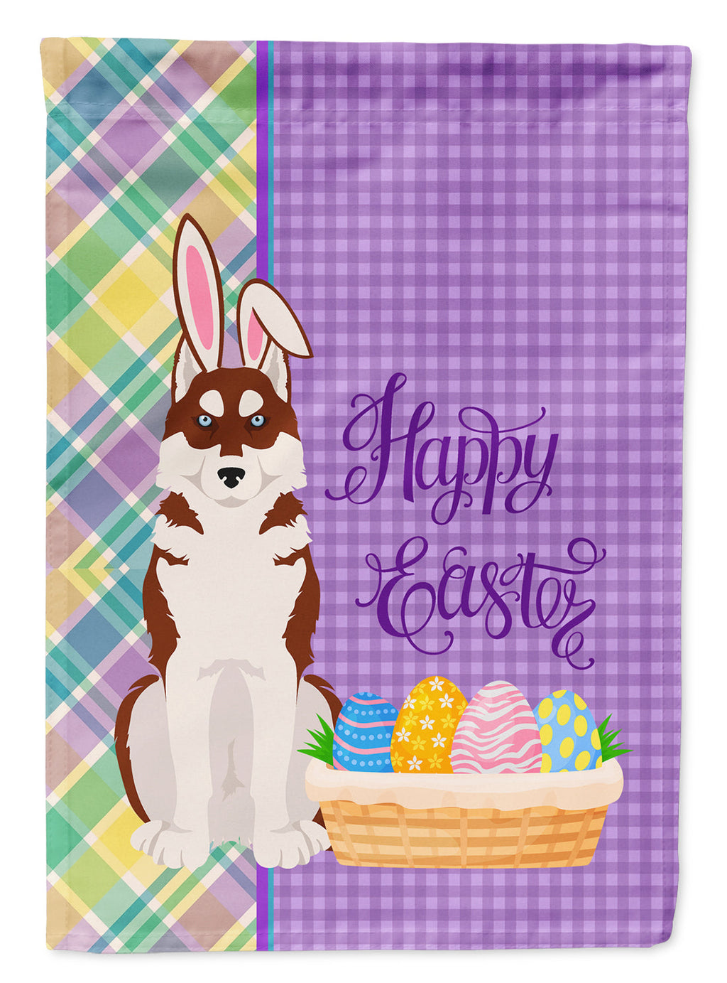 Red Siberian Husky Easter Garden Flag Mailbox Decorative Yard Banner Outside Patio Artwork for Flower Beds, Garden Size, Multicolor