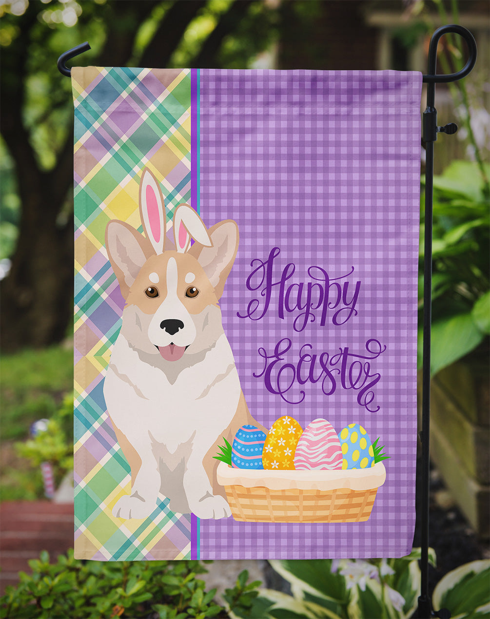 Fawn Cardigan Corgi Easter Garden Flag Mailbox Decorative Yard Banner Outside Patio Artwork for Flower Beds, Garden Size, Multicolor