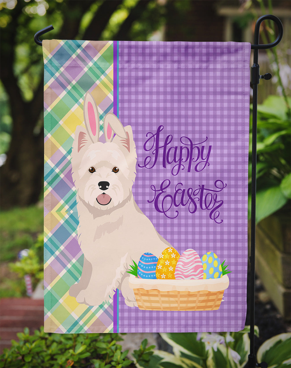 Westie West Highland White Terrier Easter Garden Flag Mailbox Decorative Yard Banner Outside Patio Artwork for Flower Beds, Garden Size, Multicolor