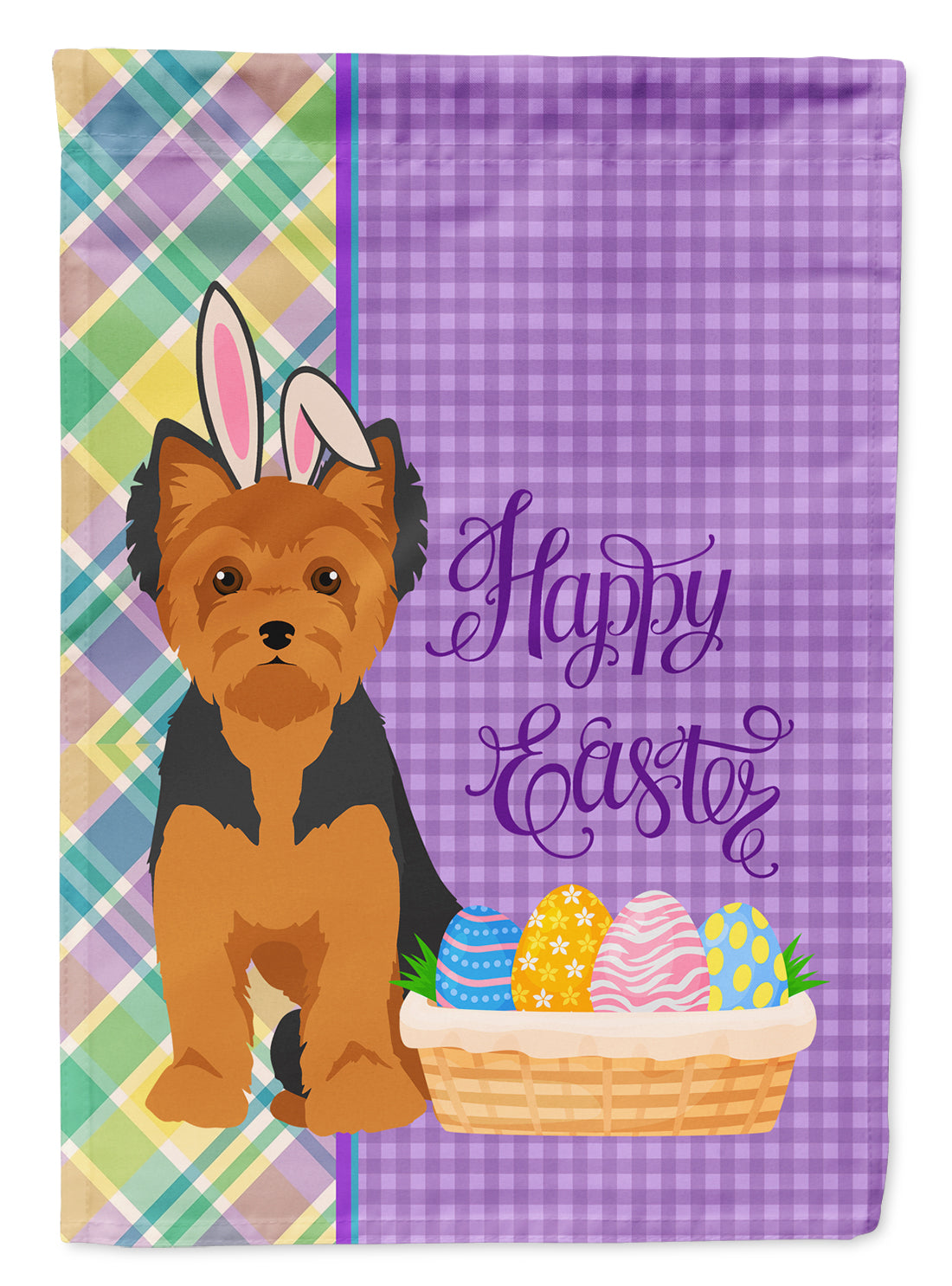Black and Tan Puppy Cut Yorkshire Terrier Easter Garden Flag Mailbox Decorative Yard Banner Outside Patio Artwork for Flower Beds, Garden Size, Multicolor