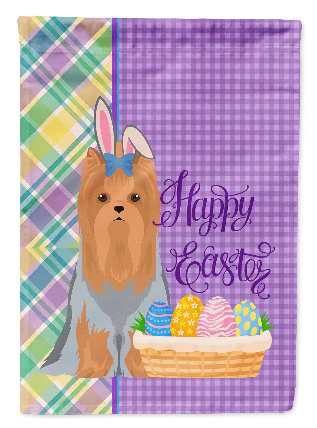 Blue and Tan Full Coat Yorkshire Terrier Easter Garden Flag Mailbox Decorative Yard Banner Outside Patio Artwork for Flower Beds, Garden Size, Multicolor